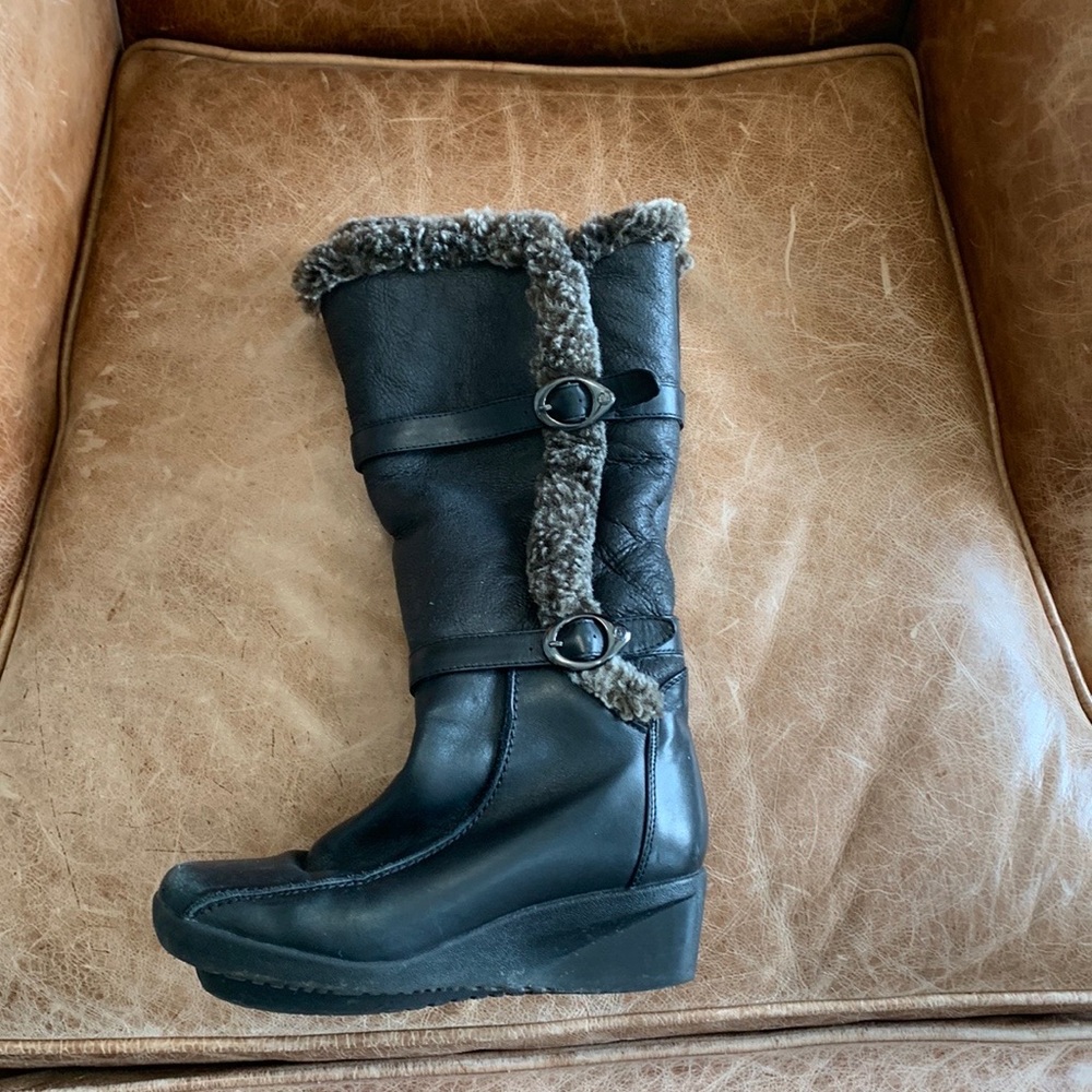 Blondo Black Leather Fur-lined Boot